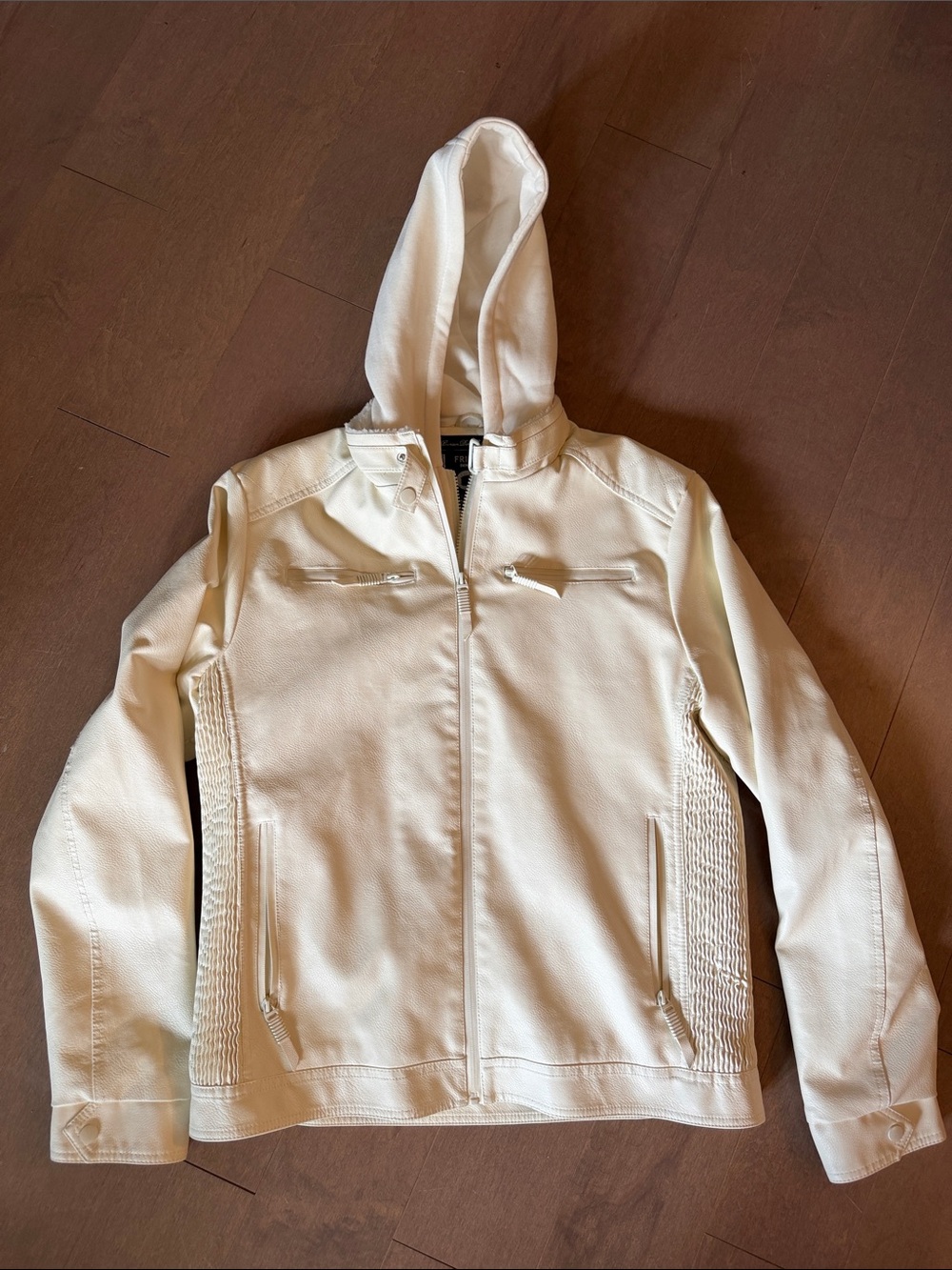 Men's Cream Hooded Bomber Jacket